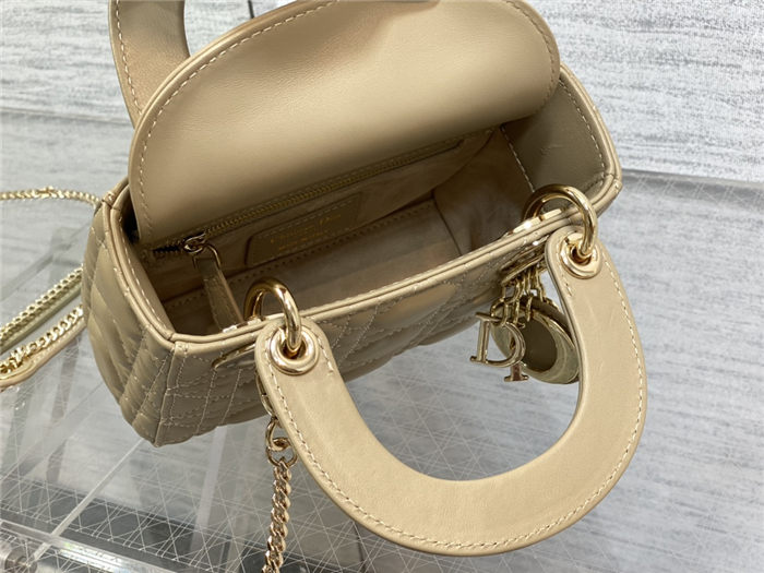 MINI LADY Dior BAG Cannage Lambskin Gold Metal Natural High