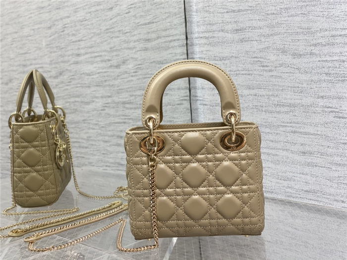 MINI LADY Dior BAG Cannage Lambskin Gold Metal Natural High