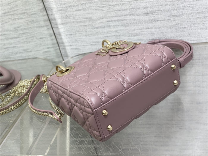 MINI LADY Dior BAG Cannage Lambskin Gold Metal Pink High