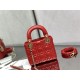 MINI LADY Dior BAG Cannage Lambskin Gold Metal Red High