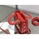 MINI LADY Dior BAG Cannage Lambskin Gold Metal Red High