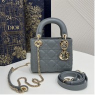 MINI LADY Dior BAG Cannage Lambskin Gold Metal Grey-Stone High