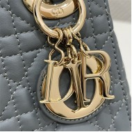 MINI LADY Dior BAG Cannage Lambskin Gold Metal Grey-Stone High