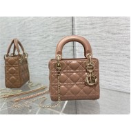 MINI LADY Dior BAG Cannage Lambskin Gold Metal Blush High