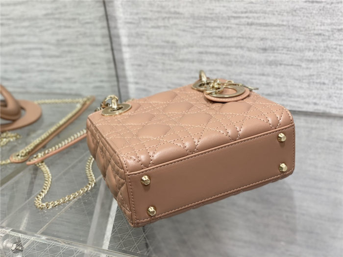 MINI LADY Dior BAG Cannage Lambskin Gold Metal Blush High