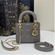 MINI LADY Dior BAG Cannage Lambskin Gold Metal Grey High