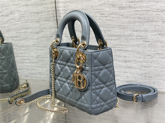 MINI LADY Dior BAG Cannage Lambskin Gold Metal Blue High