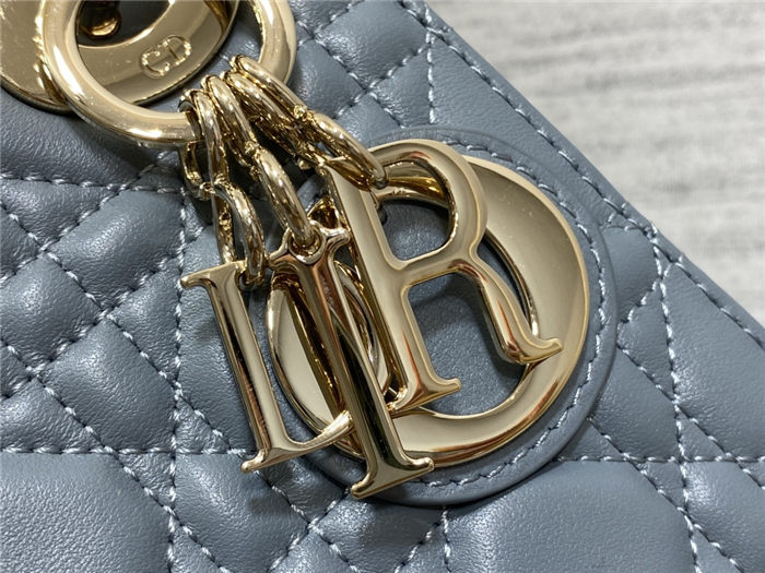 MINI LADY Dior BAG Cannage Lambskin Gold Metal Blue High