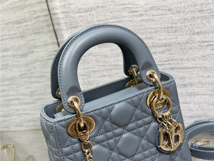 MINI LADY Dior BAG Cannage Lambskin Gold Metal Blue High