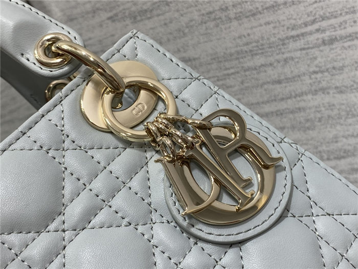 MINI LADY Dior BAG Cannage Lambskin Gold Metal Blue-Placid High