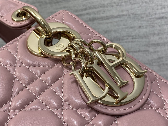 MINI LADY Dior BAG Cannage Lambskin Gold Metal Antique-Pink High