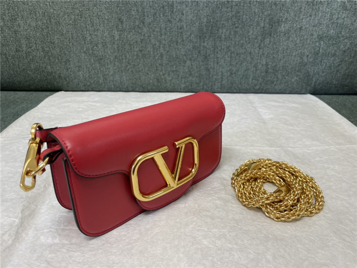 Valentino Garavani MINILOCO Crossbody Bag Calfskin Leather Red High