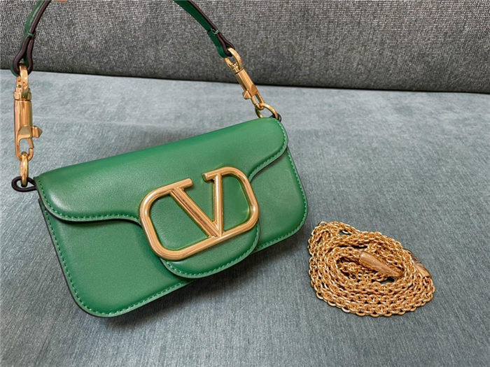 Valentino Garavani MINILOCO Crossbody Bag Calfskin Leather Green High