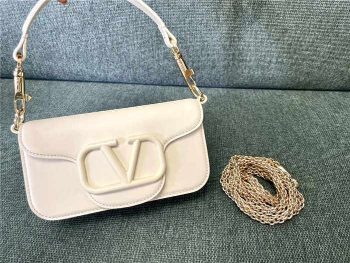 Valentino Garavani MINILOCO Crossbody Bag Calfskin Leather White-White High