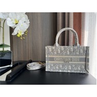 MINI Dior BOOK TOTE Dior Oblique Embroidery Grey With Strap High