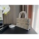 MINI Dior BOOK TOTE Dior Oblique Embroidery Grey With Strap High