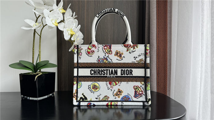 SMALL Dior BOOK TOTE Dragon Zodiac Embroidery  High