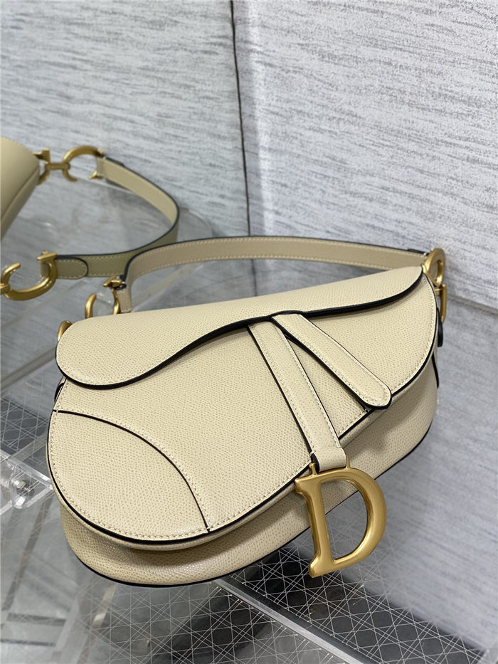 SADDLE BAG Grained Calfskin Beige High