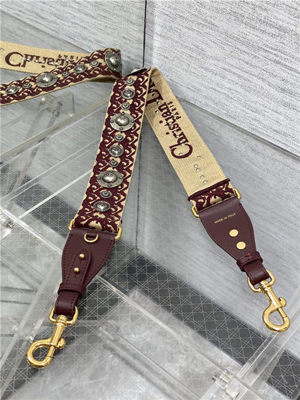 SHOULDER STRAP Dior Oblique Embroidered Burgundy High