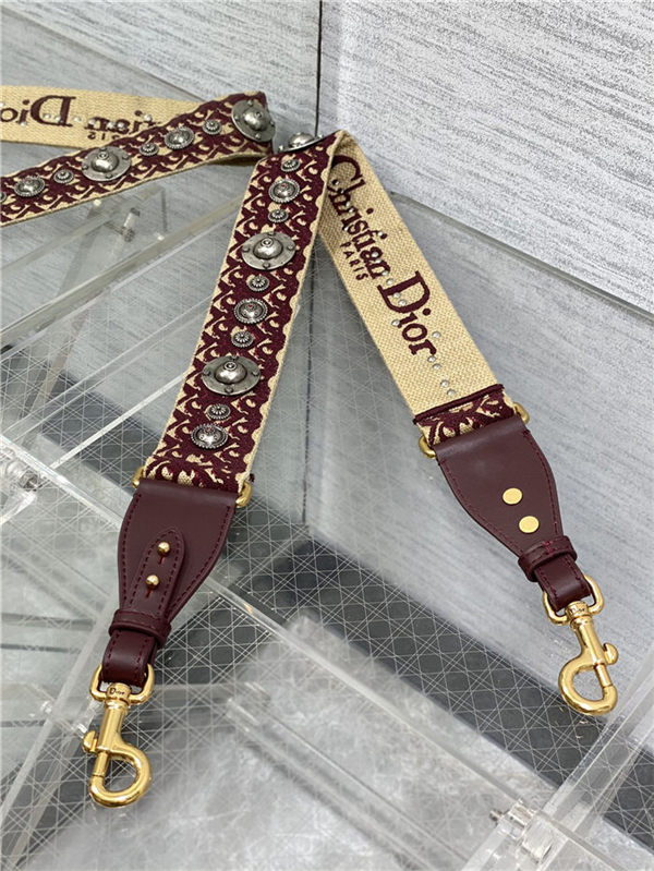 SHOULDER STRAP Dior Oblique Embroidered Burgundy High