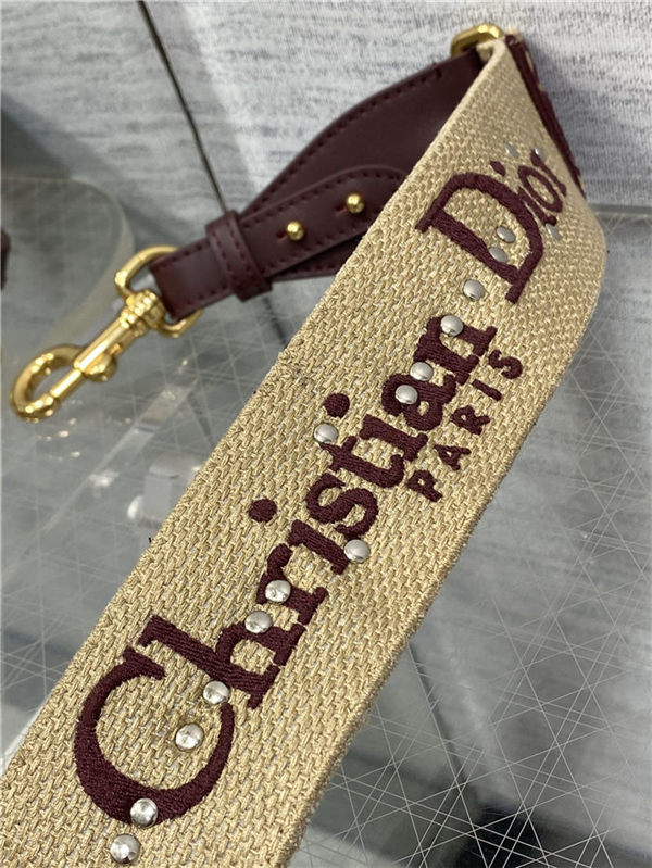 SHOULDER STRAP Dior Oblique Embroidered Burgundy High