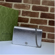 GG MARMONT MINI CHAIN BAG 497985 Leather Silver High