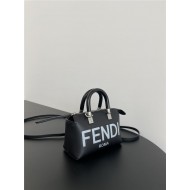 Fendi By The Way Mini Boston bag leather Black-White High