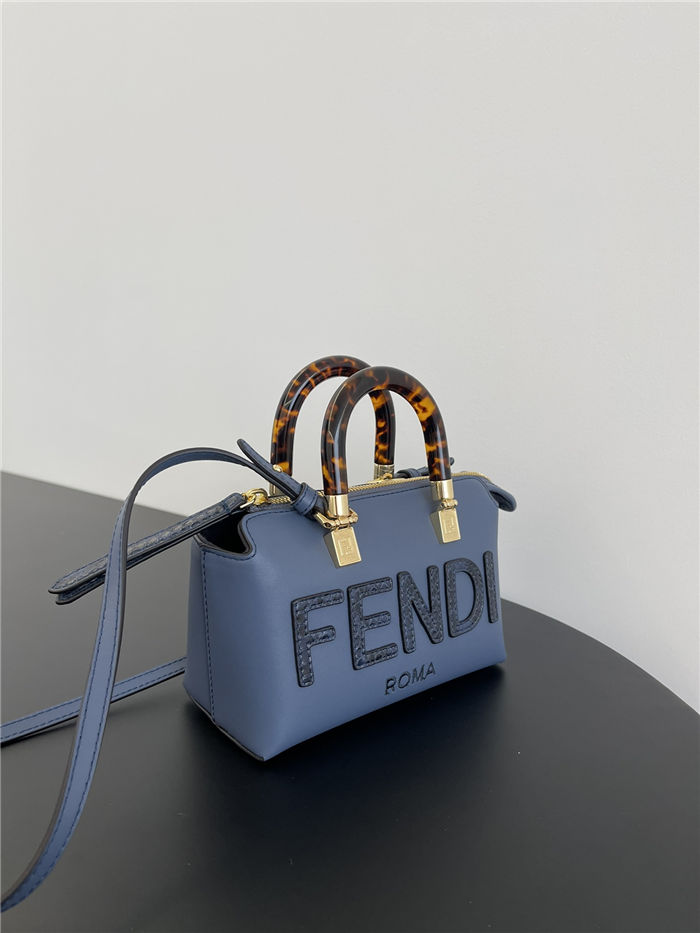 Fendi By The Way Mini Boston bag leather and elaphe Blue High