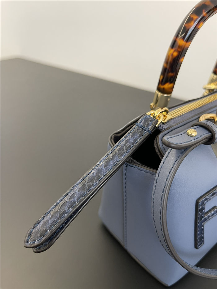 Fendi By The Way Mini Boston bag leather and elaphe Blue High