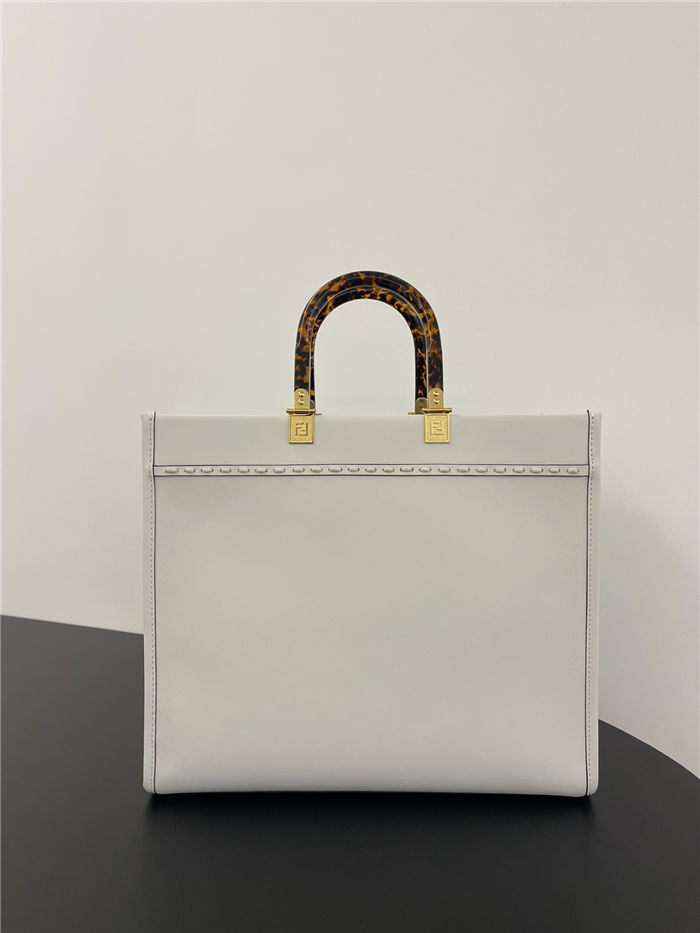 MEDIUM Fendi SUNSHINE Leather & Elaphe Shopper White High