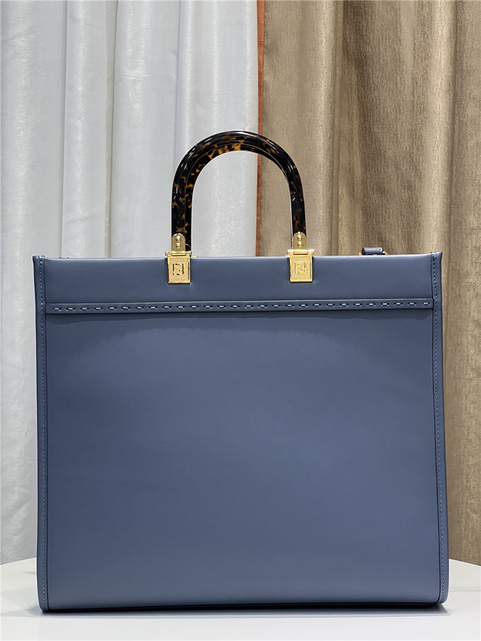 MEDIUM Fendi SUNSHINE Leather & Elaphe Shopper Blue High