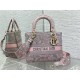 MEDIUM LADY D-LITE BAG Toile de Jouy Embroidery Pink-Grey High