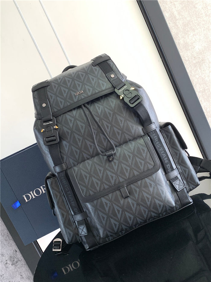 Dior Hit The Road Backpack Large CD Diamond Canvas Black High