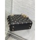 SMALL LADY BAG Cannage Lambskin with Gold-Finish Butterfly Studs Black High