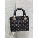 SMALL LADY BAG Cannage Lambskin with Gold-Finish Butterfly Studs Black High