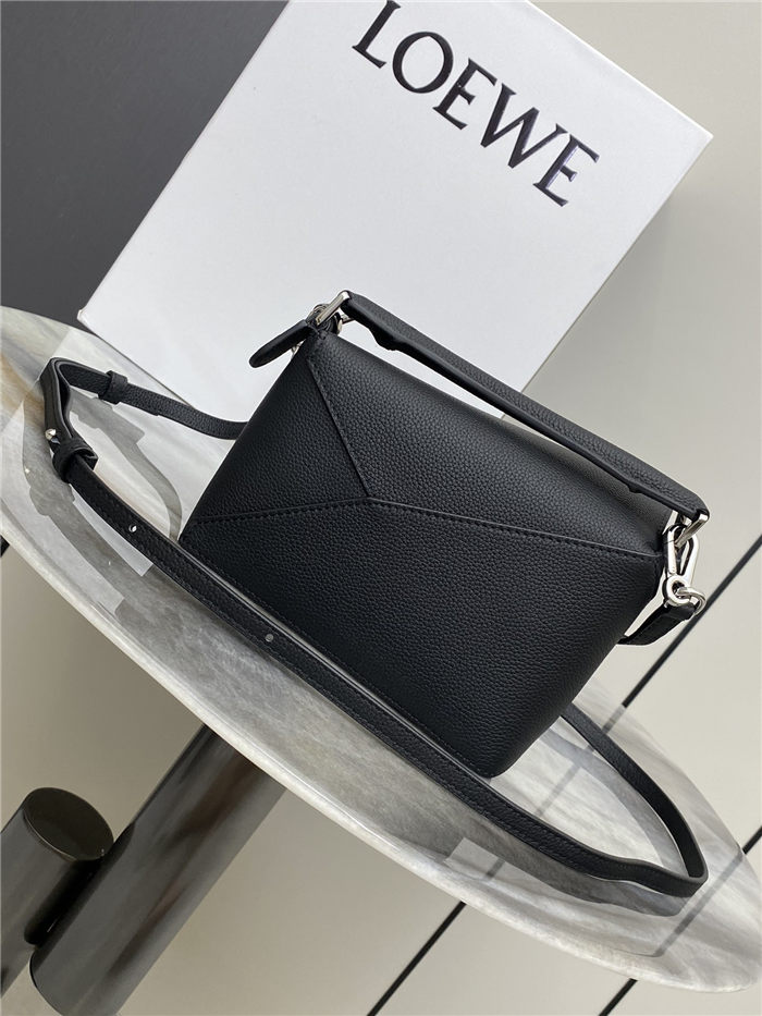 Mini Puzzle bag in soft grained calfskin Black High