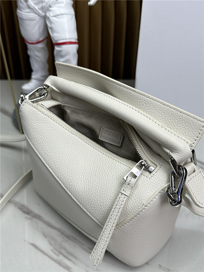 Mini Puzzle bag in soft grained calfskin Soft White High