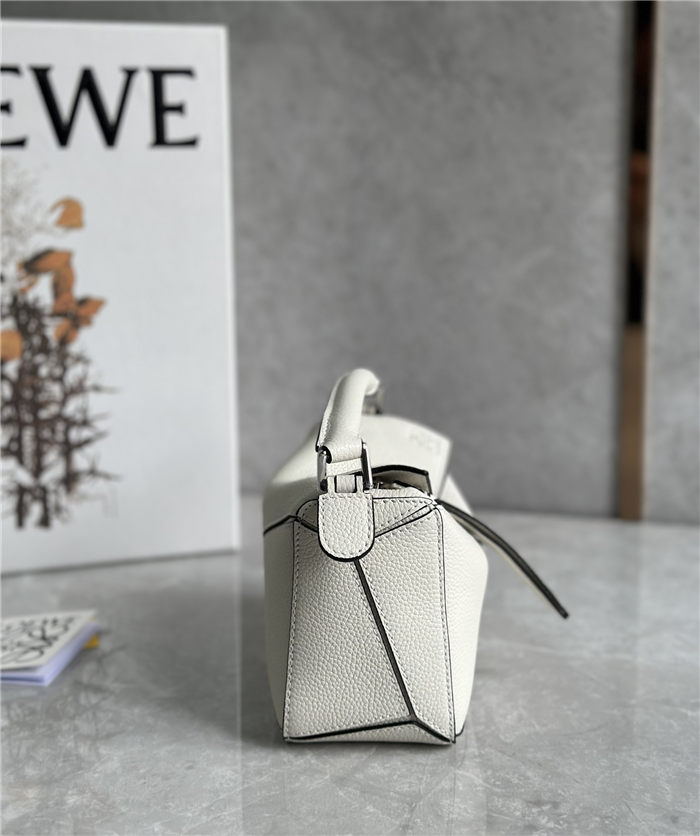 Mini Puzzle bag in soft grained calfskin White High