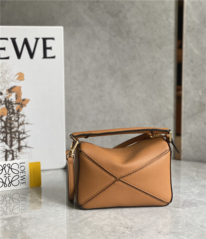 Mini Puzzle bag in soft grained calfskin Caramel High