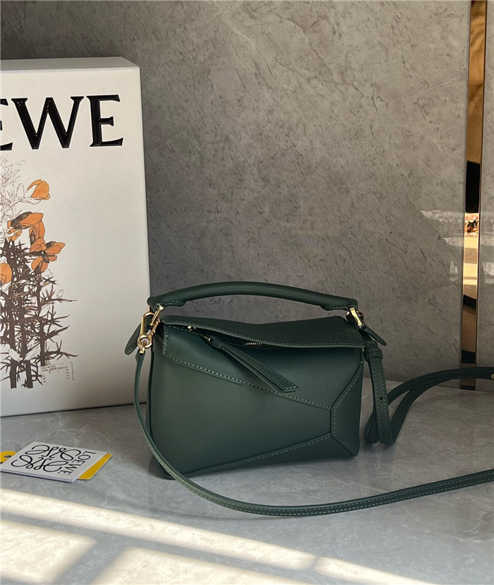 Mini Puzzle bag in classic calfskin Bottle Green High