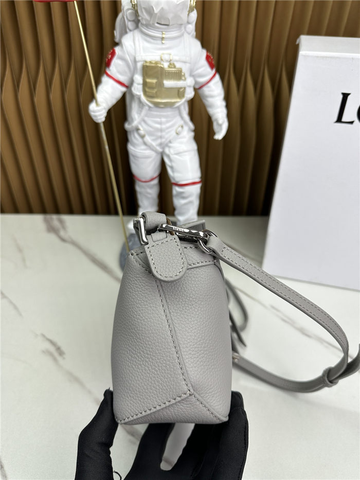 Mini Puzzle bag in soft grained calfskin Pearl Grey High