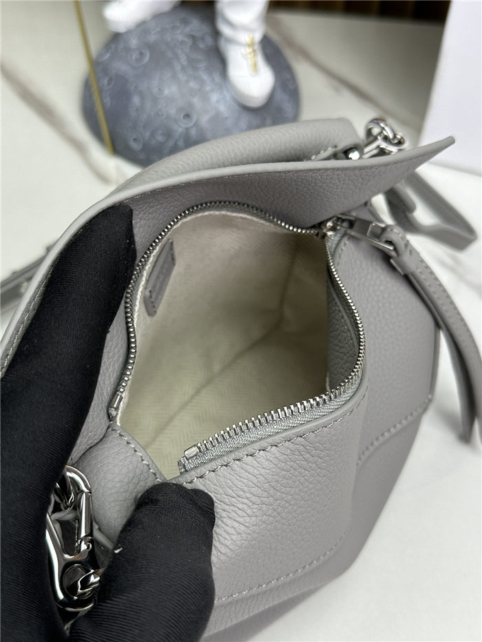 Mini Puzzle bag in soft grained calfskin Pearl Grey High