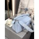 Small Puzzle bag in satin calfskin with jacquard strap Sky Blue High