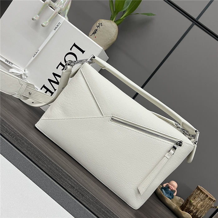 Puzzle bag 29cm in soft grained calfskin White High