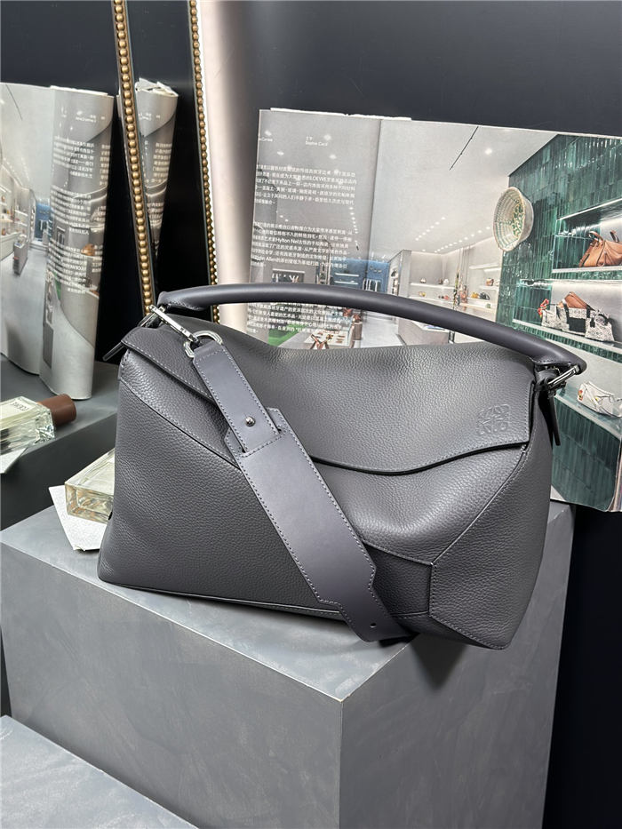 Large Puzzle bag in grained calfskin Grey High