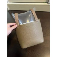 Hermes Picotin Lock 18 Bag TC and Crocodile Leather In Gris Tourterelle WAX High