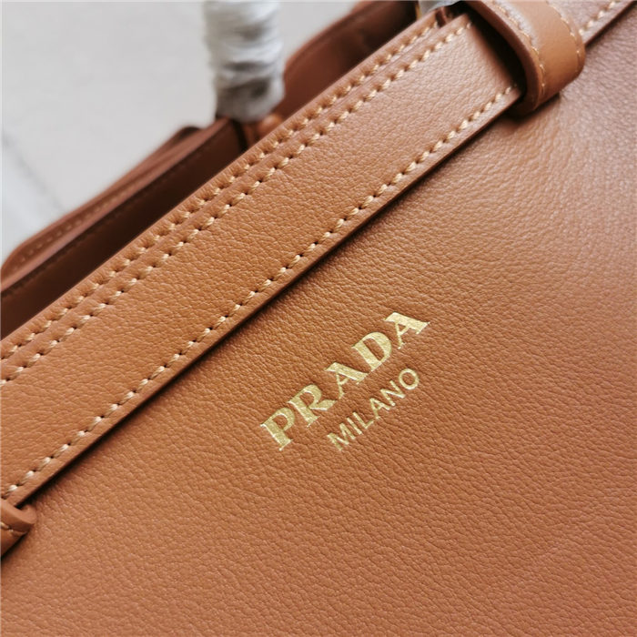 Prada Buckle medium leather handbag with double belt 1BA417 Caramel High