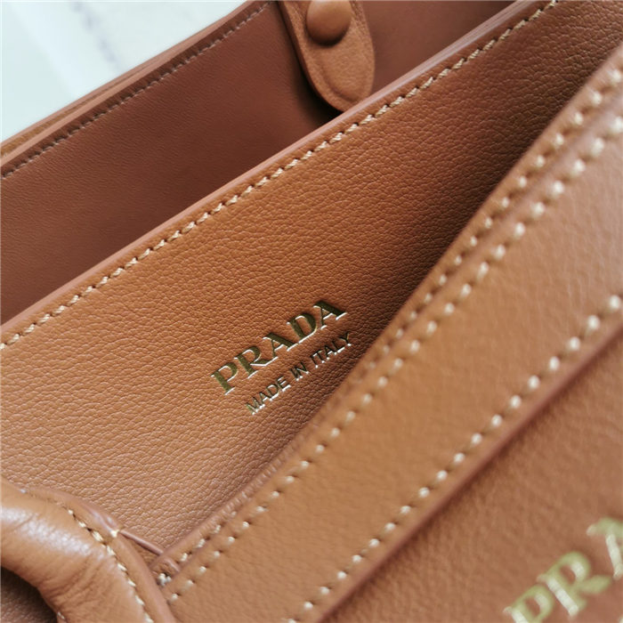 Prada Buckle medium leather handbag with double belt 1BA417 Caramel High