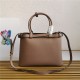 Prada Buckle medium leather handbag with double belt 1BA417 Travertine Stone High