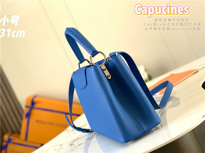 Louis Vuitton Capucines MM Bag Taurillon Leather M42259 Blue High